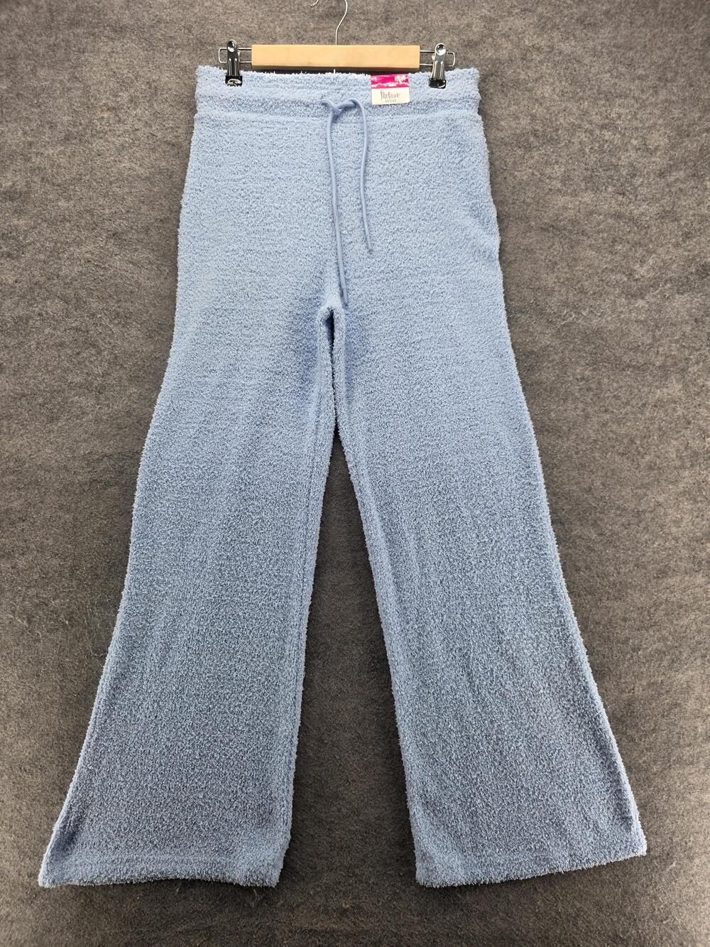 Flirtitude Sweatpants Womens M Blue Flared Terry Elastic Waist Drawstring